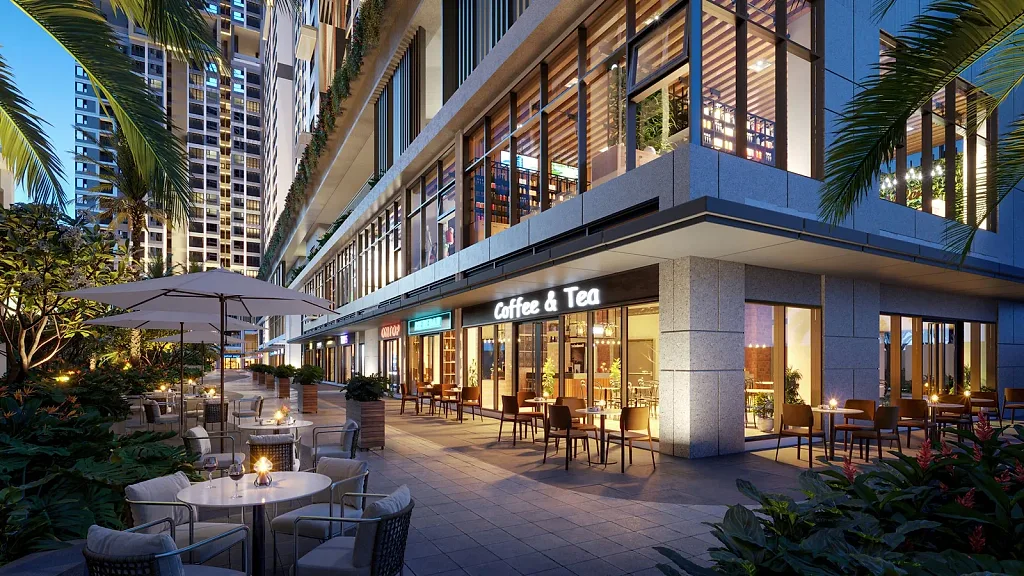 Mặt tiền shop khối đế dự án The Gió Riverside
