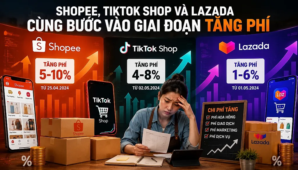 Ba sàn thương mại điện tử lớn nhất Việt Nam đồng loạt tăng phí sàn