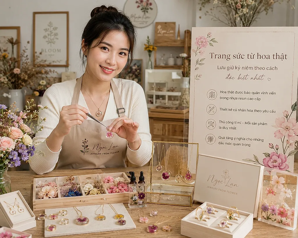 Khởi nghiệp với trang sức từ hoa thật: Cô gái 29 tuổi tạo thương hiệu độc đáo từ những cánh hoa được lưu giữ vĩnh viễn