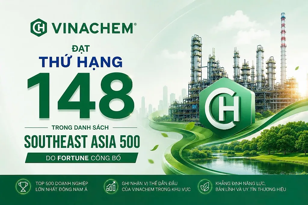 Vinachem được vinh danh Top 500 doanh nghiệp hàng đầu Đông Nam Á  năm 2026