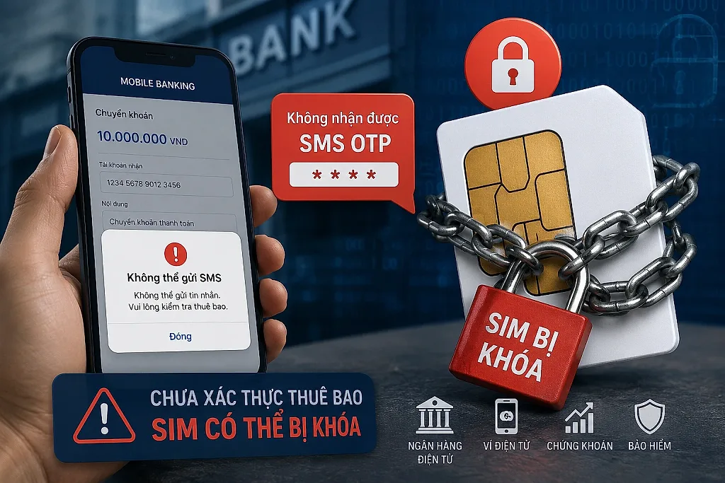 SIM bị khóa vì chưa xác thực: Nguy cơ "đứt mạch" giao dịch ngân hàng điện tử?