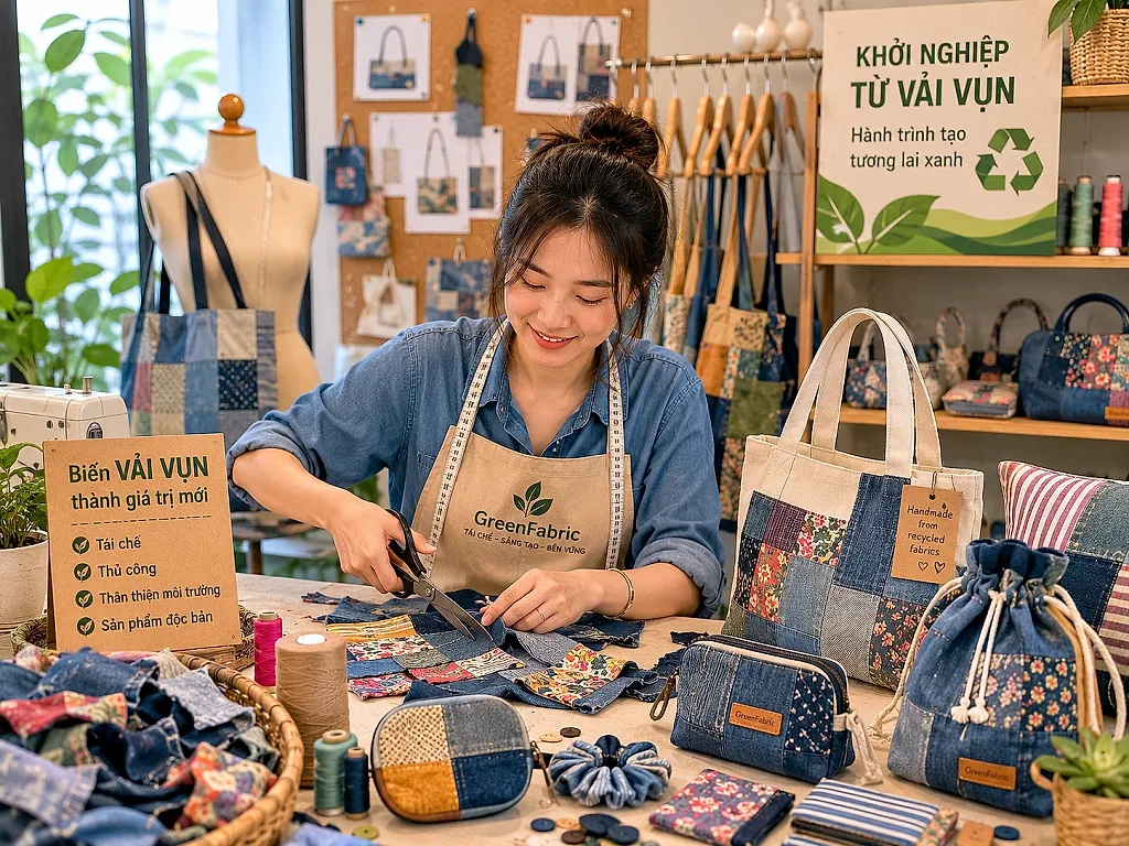 Khởi nghiệp từ vải vụn: Cô gái trẻ biến phế liệu may mặc thành thương hiệu thời trang xanh