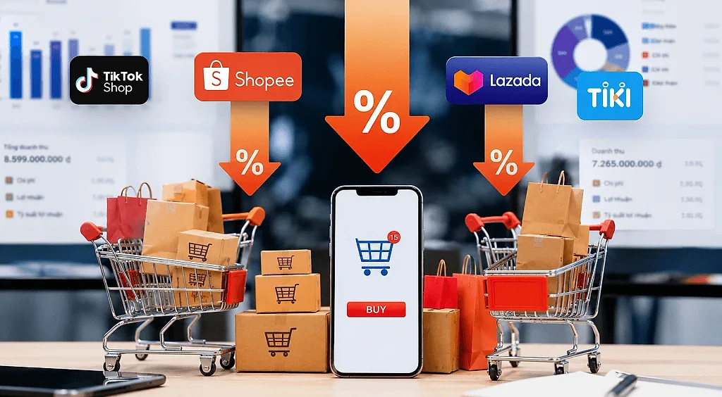 Các sàn thương mại điện tử bước vào cuộc đua giảm phí