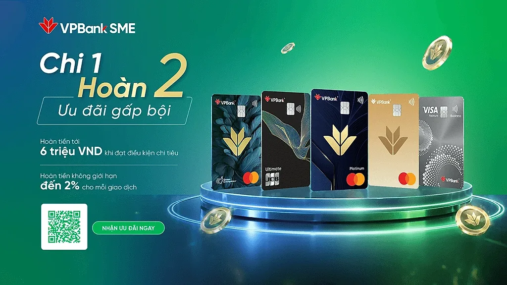 Doanh nghiệp chi tiêu thẻ tín dụng VPBiz nhận hoàn tiền tới 6 triệu đồng