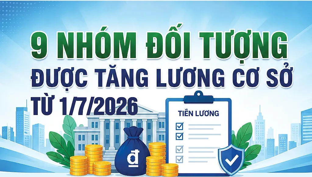Infographic | 9 nhóm đối tượng được tăng lương cơ sở từ 1/7/2026