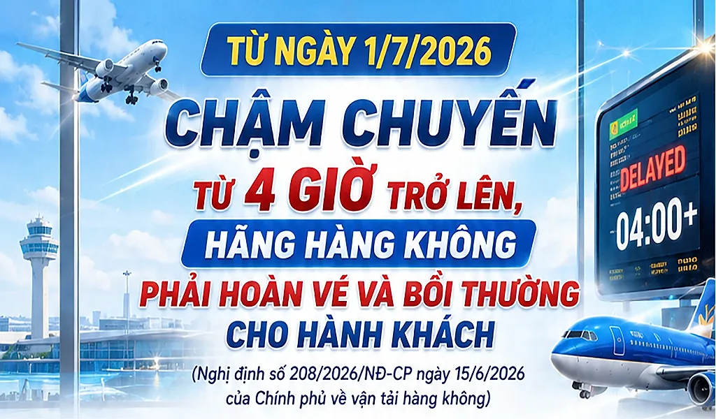 Infographic | Hành khách được hoàn vé, bồi thường nếu chuyến bay chậm