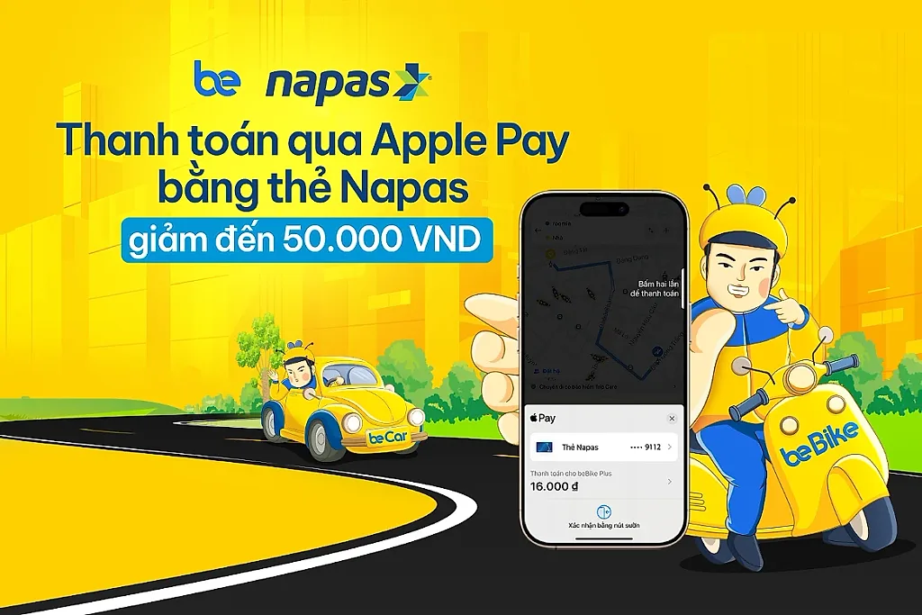 Thanh toán Apple Pay bằng thẻ NAPAS trên BE, nhận combo ưu đãi