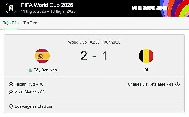 Thắng Bỉ 2-1, Tây Ban Nha gặp Pháp ở bán kết World Cup 2026