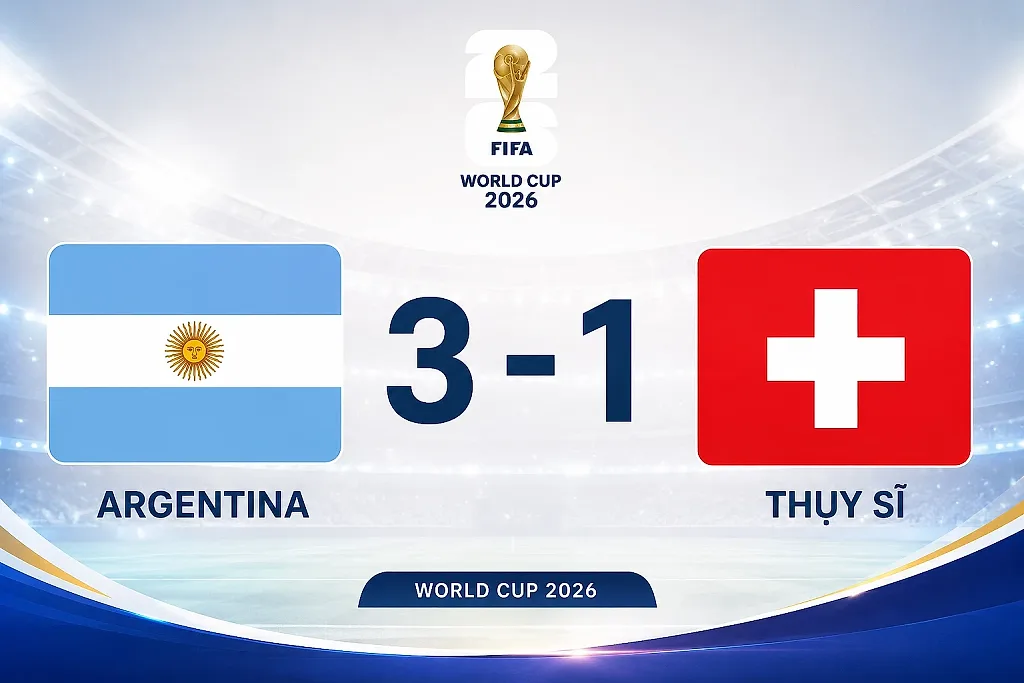Argentina thắng Thụy Sĩ 3-1 nghẹt thở, tiến vào bán kết gặp Anh
