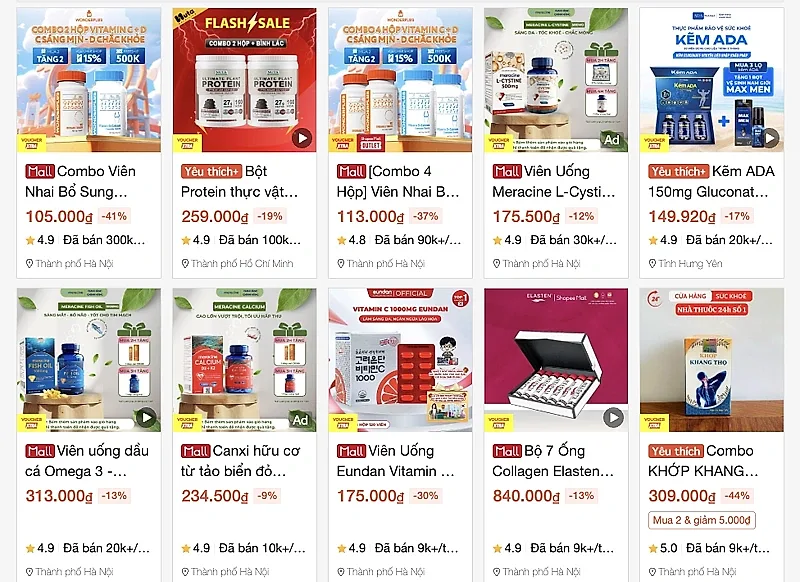 Câu hỏi về thực phẩm bảo vệ sức khỏe 'bùng nổ' trên sàn thương mại điện tử