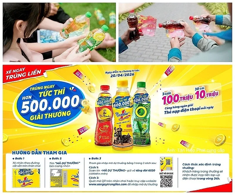 Uống Number 1 giữa ca làm, nữ công nhân bất ngờ trúng 100 triệu