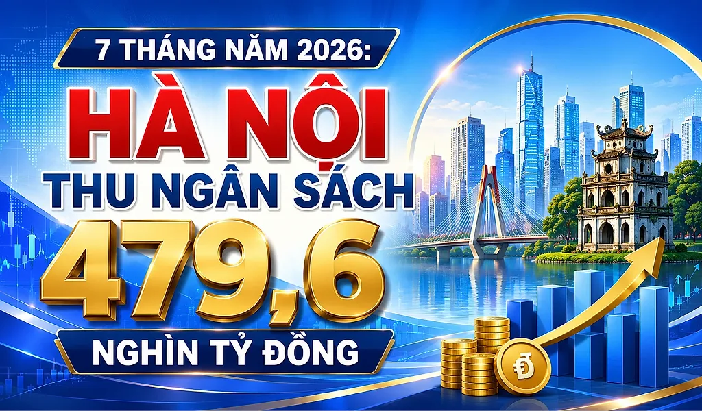 Infographic: 7 tháng năm 2026, Hà Nội thu ngân sách 479,6 nghìn tỷ đồng