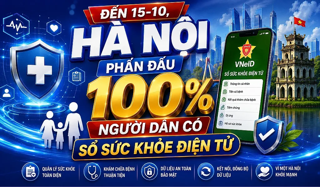 Infographic: Hà Nội phấn đấu 100% người dân có Sổ sức khỏe điện tử