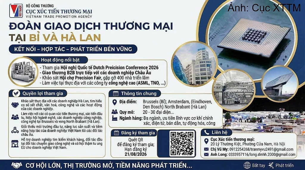 Cục Xúc tiến thương mại tổ chức đoàn giao dịch thương mại tại Bỉ và Hà Lan