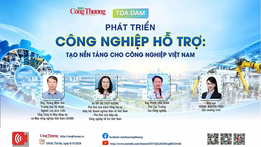 Ngày 6/10 diễn ra tọa đàm 'Phát triển công nghiệp hỗ trợ: Tạo nền tảng cho công nghiệp Việt Nam'