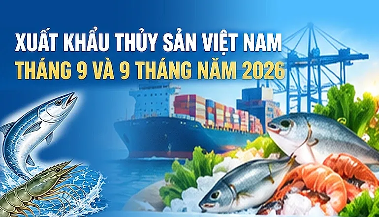 Infographic| Xuất khẩu thủy sản Việt Nam tháng 9 và 9 tháng năm 2026
