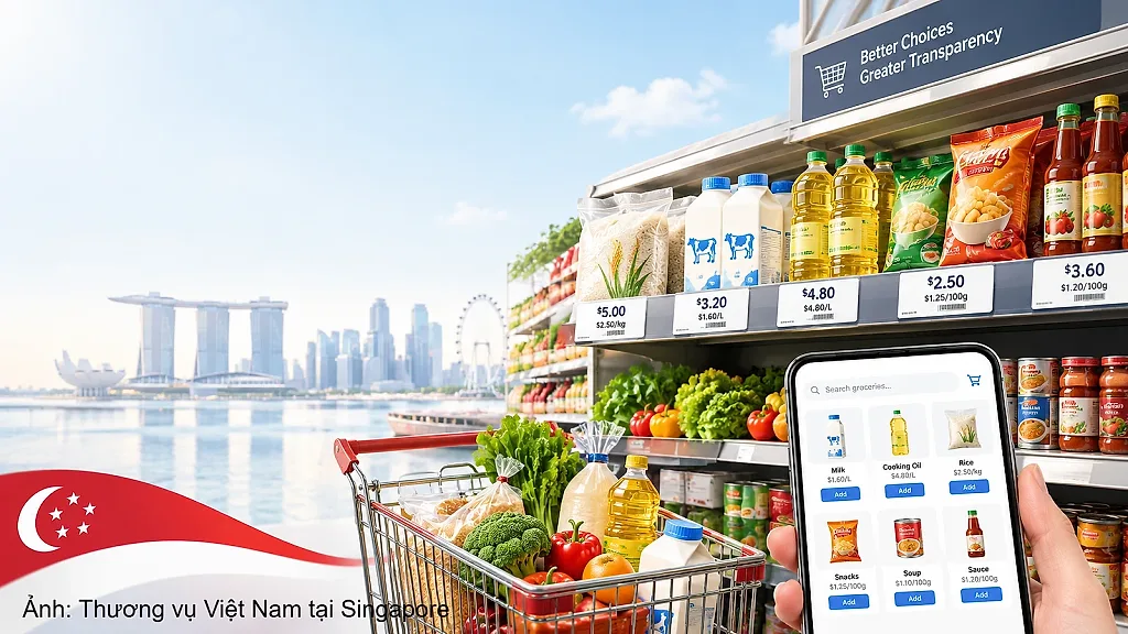 Singapore mở rộng thí điểm niêm yết giá theo đơn vị sản phẩm