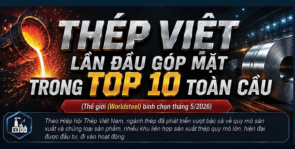 Infographic | Thép Việt lần đầu góp mặt trong top 10 toàn cầu