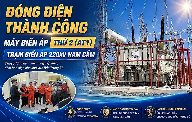 EVNNPT đóng điện MBA thứ 2 Trạm 220kV Nam Cấm, tăng nguồn cho miền Bắc