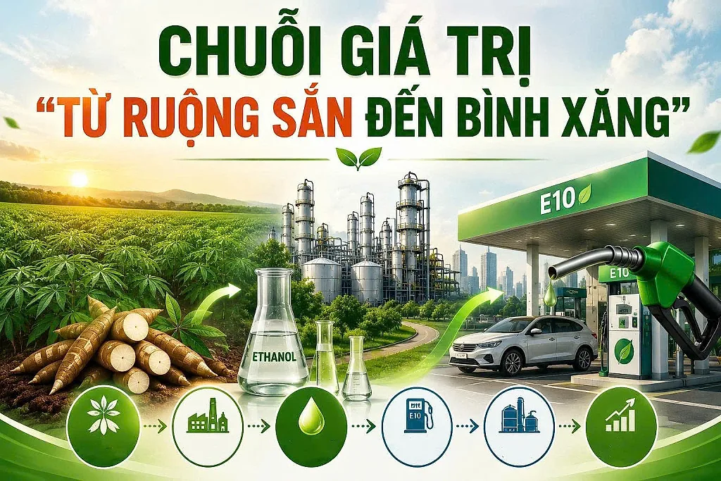 Infographic | Chuỗi giá trị 'Từ ruộng sắn đến bình xăng' — Nhà máy ethanol Dung Quất