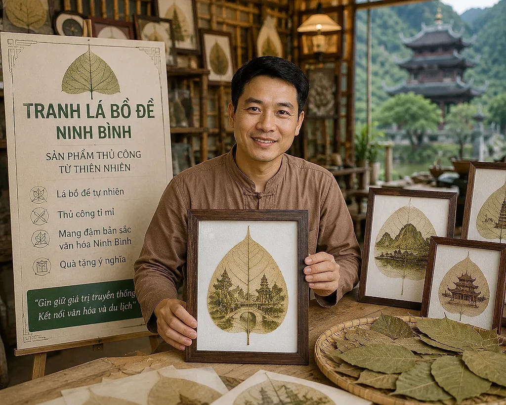 Khởi nghiệp từ nghề làm tranh lá bồ đề: Người đàn ông Ninh Bình đưa sản phẩm thủ công lên thị trường du lịch