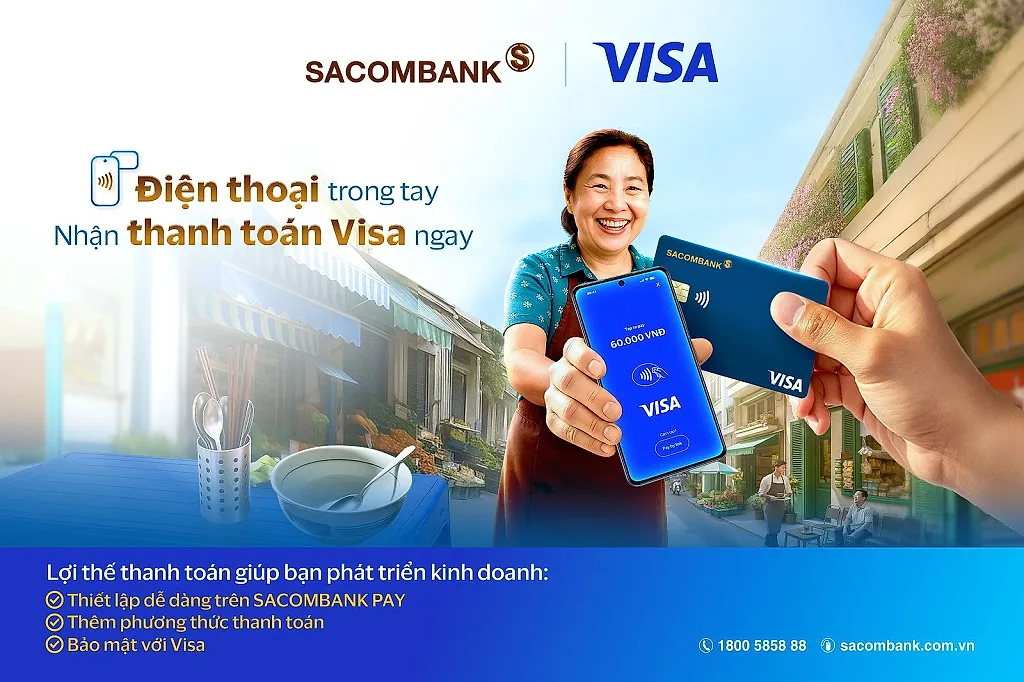 SACOMBANK triển khai tính năng “Chấp nhận thanh toán thẻ Visa” - tích hợp trên ứng dụng SACOMBANK PAY