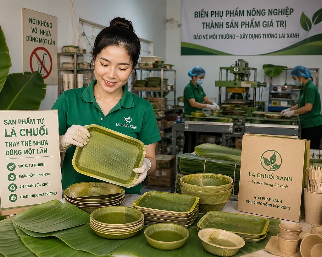 Khởi nghiệp từ lá chuối: Cô gái trẻ biến phụ phẩm nông nghiệp thành sản phẩm thay thế nhựa dùng một lần