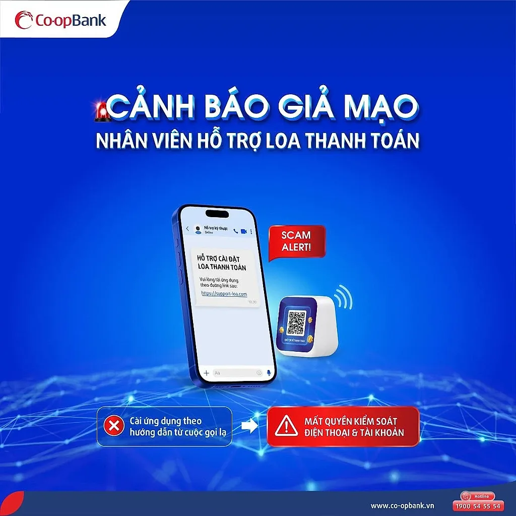 Co-opBank cảnh báo giả mạo nhân viên hỗ trợ cài đặt loa thanh toán