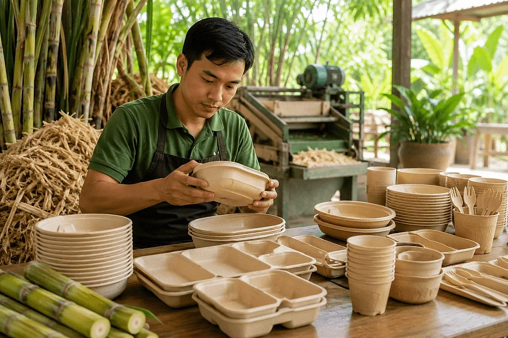 Khởi nghiệp với bã mía, chàng trai miền Tây tạo sản phẩm thay thế nhựa dùng một lần