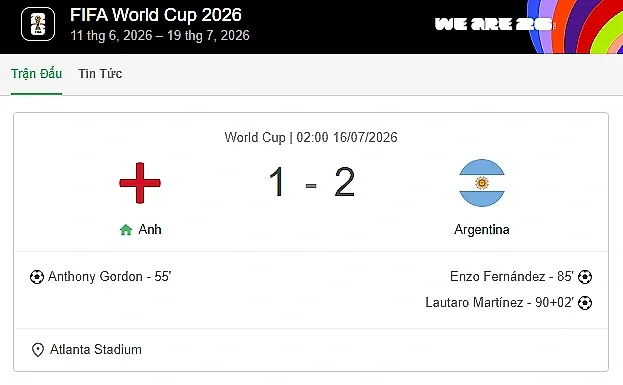 Messi giúp Argentina thắng tuyển Anh 2-1, đưa Argentina vào chung kết World Cup 2026