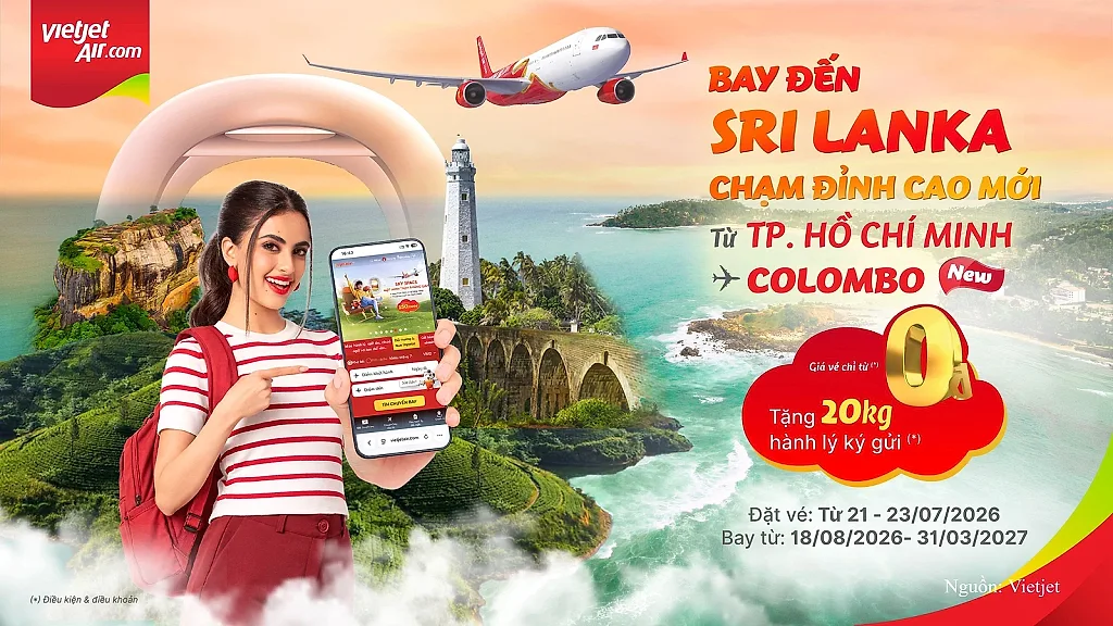 Khám phá Sri Lanka cùng Vietjet, vé từ 0 đồng
