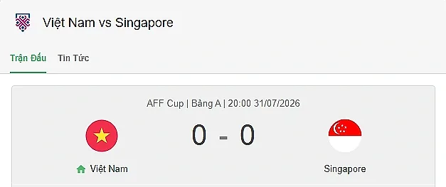 Tuyển Việt Nam hòa Singapore 0-0 tại vòng bảng ASEAN Championship 2026