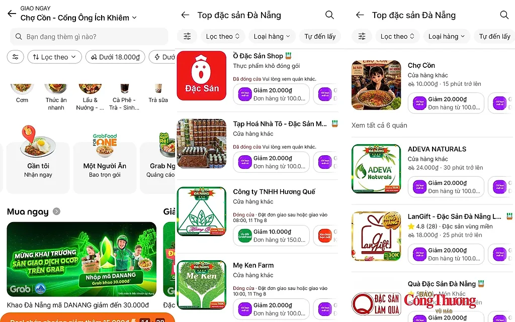 Vận hành sàn giao dịch 'OCOP - Đặc sản Đà Nẵng' trên ứng dụng Grab