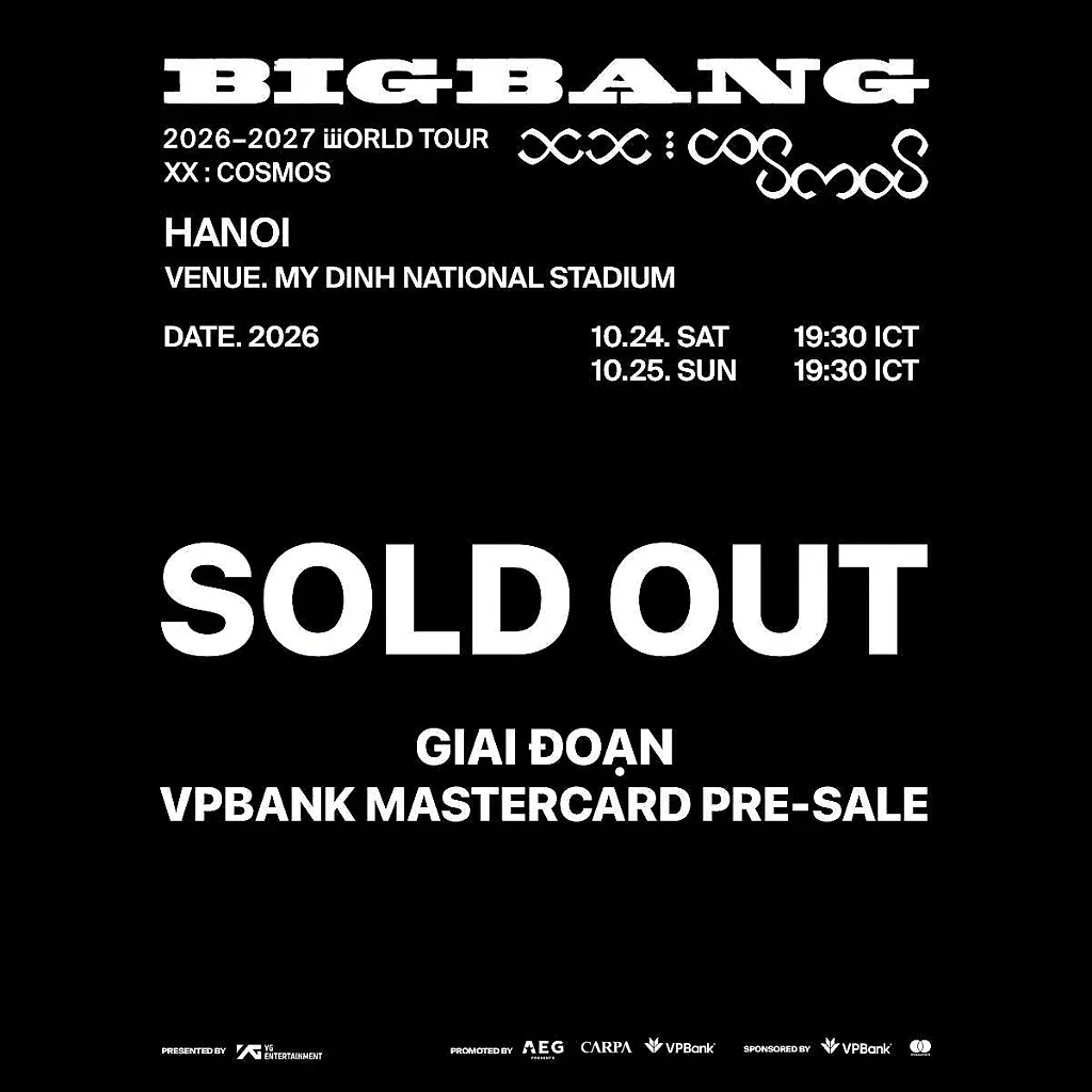 ‏Vé BIGBANG tiếp tục sold out, V-V.I.P rủ nhau lấp đầy Mỹ Đình cho đêm diễn “20 năm có một”‏