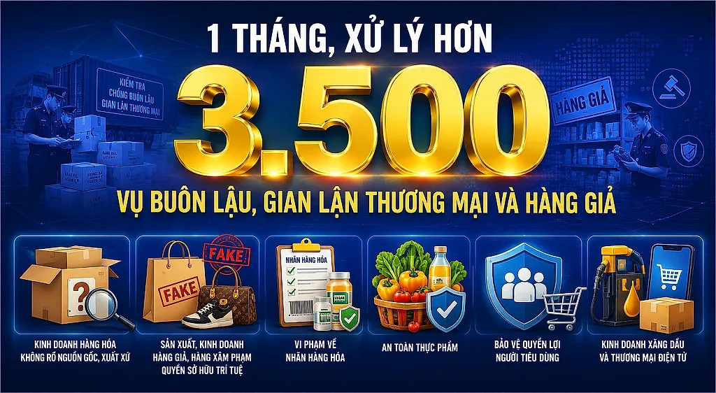 Infographic | 1 tháng, xử lý hơn 3.500 vụ buôn lậu, gian lận thương mại và hàng giả