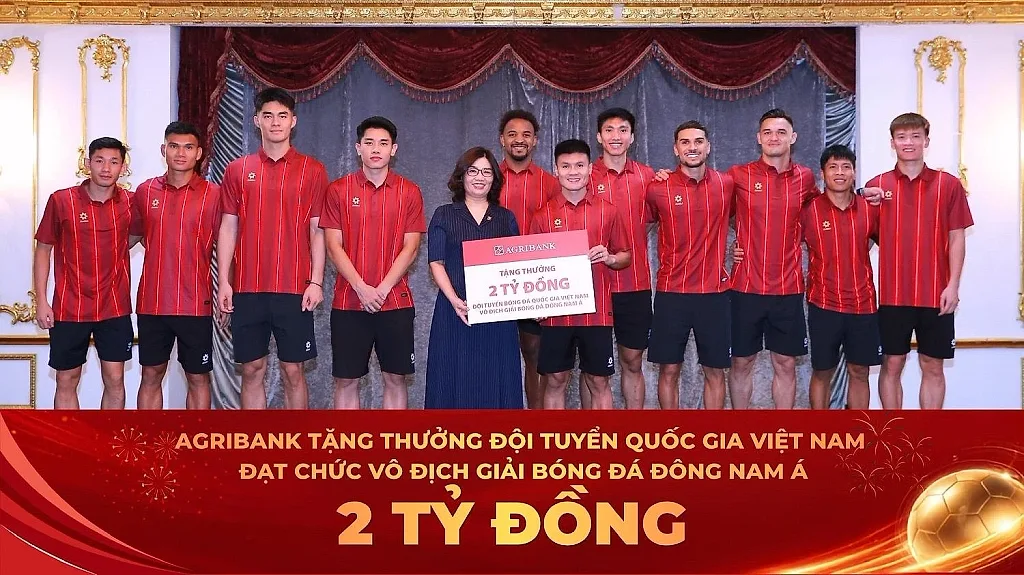 Agribank trao thưởng 2 tỷ đồng chúc mừng Đội tuyển Việt Nam vô địch ASEAN Cup 2026