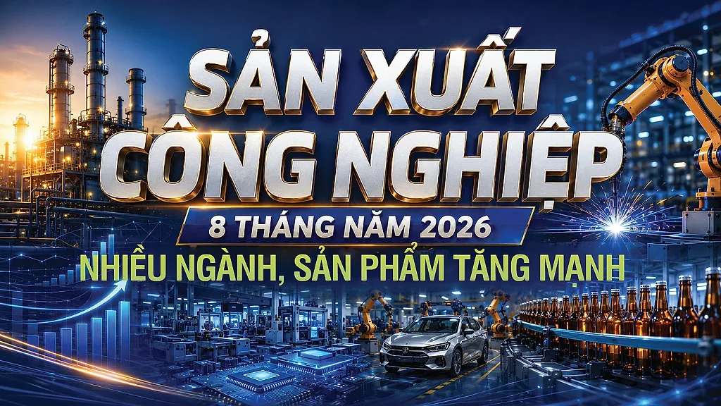 Infographic | IIP 8 tháng năm 2026: Nhiều ngành, sản phẩm tăng mạnh