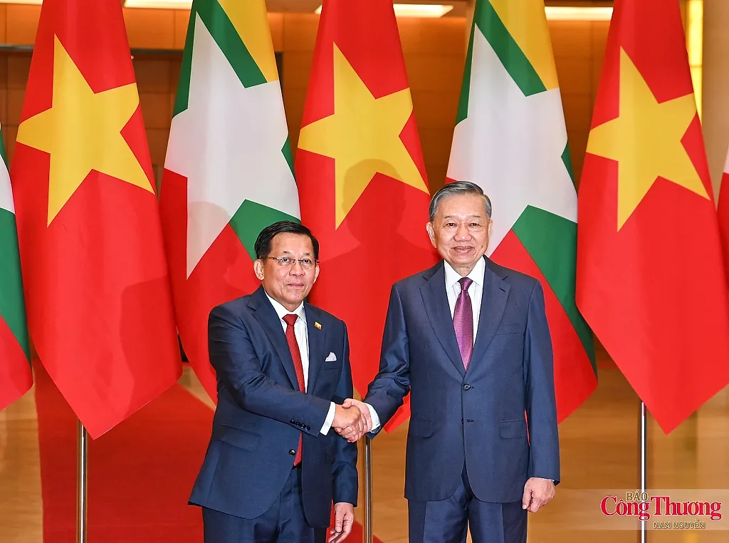 Tổng Bí thư, Chủ tịch nước Tô Lâm chủ trì Lễ đón Tổng thống Myanmar