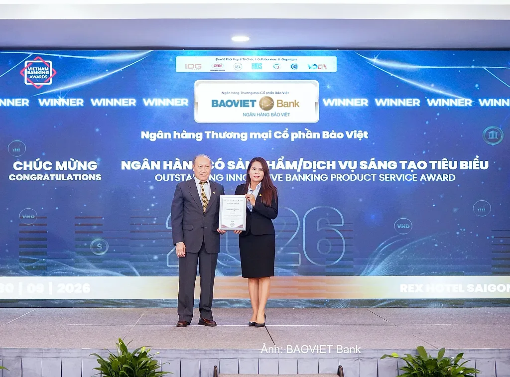 BAOVIET Bank được vinh danh 'Ngân hàng có sản phẩm dịch vụ sáng tạo tiêu biểu 2026'