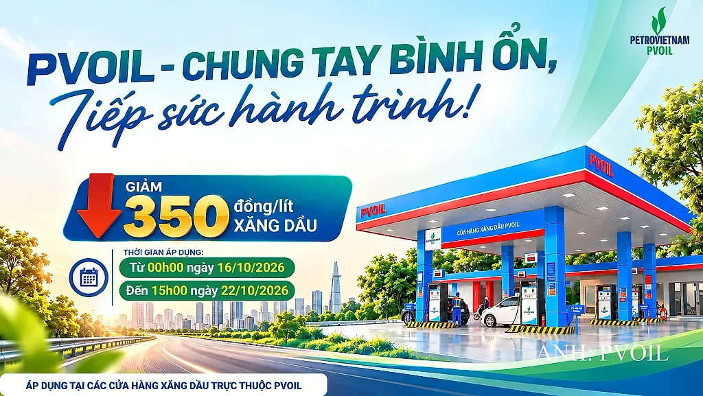 PVOIL giảm giá 350 đồng/lít xăng dầu tại 1.100 cửa hàng trên toàn quốc
